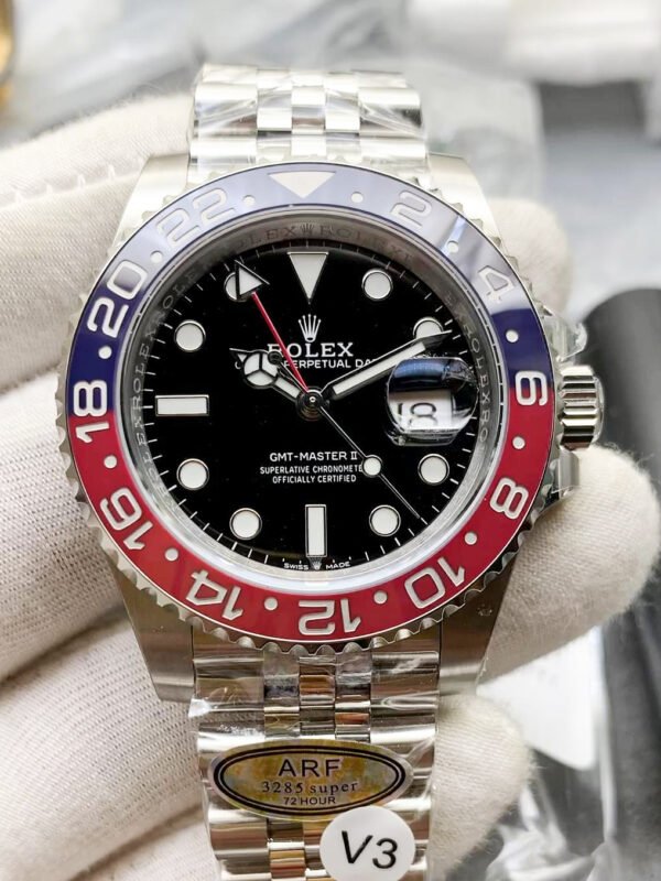 ARF Factory Weighted Version (🌹Same weight as original🌹) - Rolex GMT-Master II series, 904 steel, 40 size, black and red bezel, black dial, men's watch V3 version, 72-hour movement version, super replicated wristwatch - Delivery actual shooting
