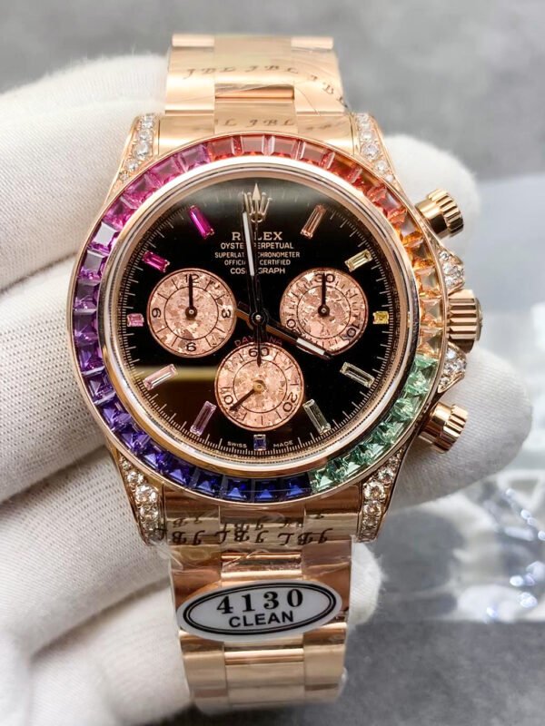 C Factory - Rolex Daytona Rainbow🌈 Daytona Customized Edition Series, 904 steel, 40 size, rainbow diamond men's watch (Weighted Version), super replicated wristwatch - Delivery actual shooting