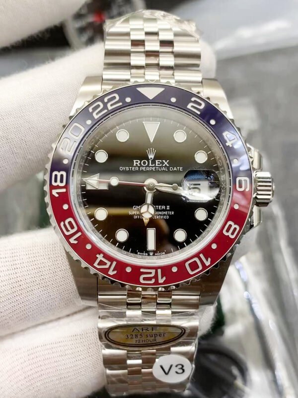 ARF Factory Weighted Version (The weight is the same as the original) - Rolex GMT-Master II series, 904 steel, 40 size, black and red bezel, black dial, men's watch V3 version, 72-hour movement version, top-level replicated wristwatch - Delivery actual shooting