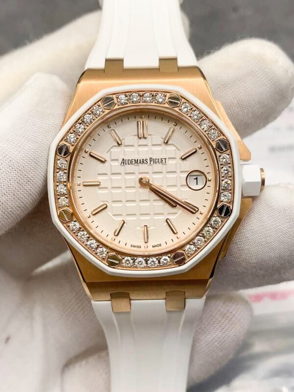 Audemars Piguet - Royal Oak Women's Watch 67540, Real Diamond Version, Factory-produced, Top-level Replicated Wristwatch (Delivery Actual Shooting)